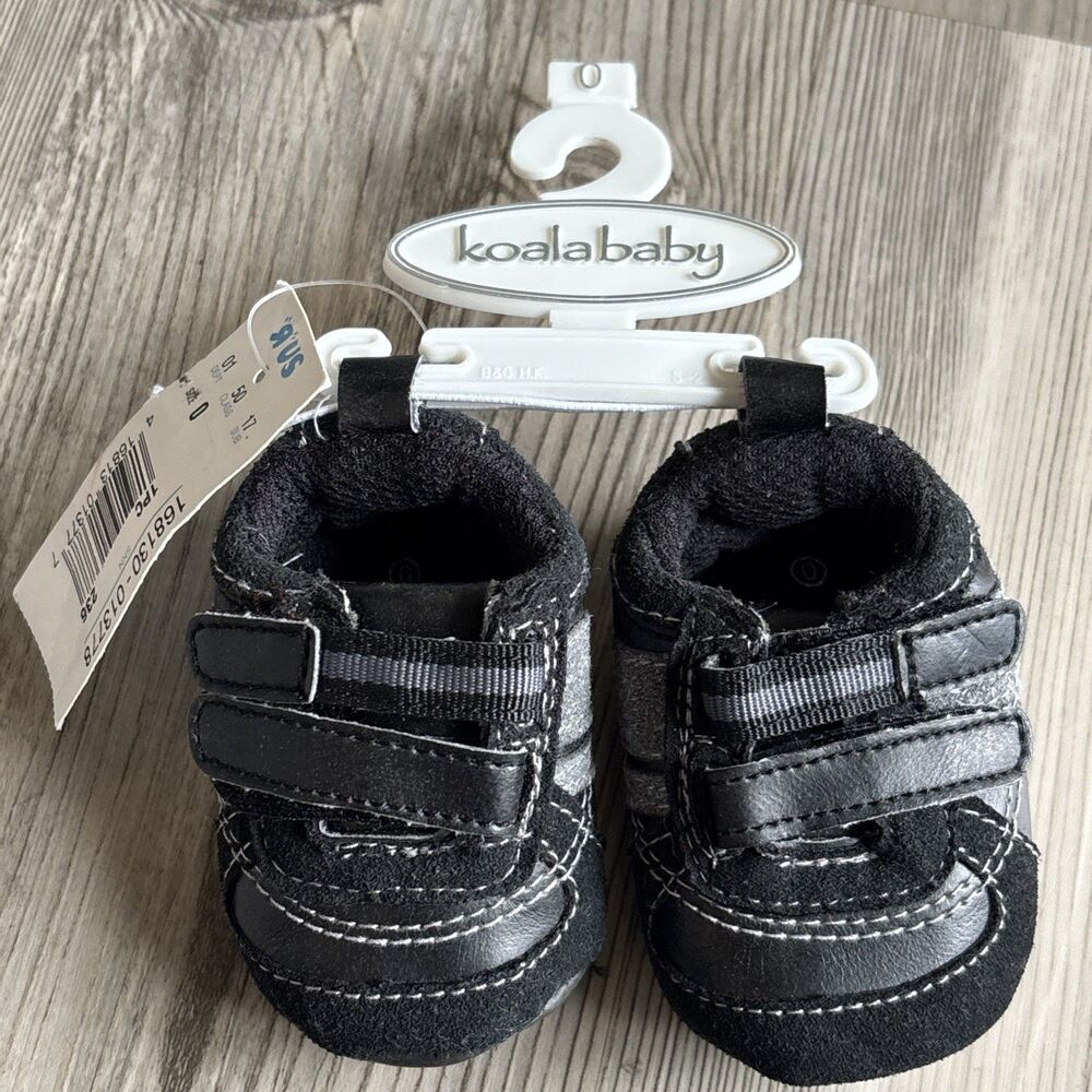 NWT Babies R Us Koala Baby Vintage Black Booties Adjustable Width  Size 0